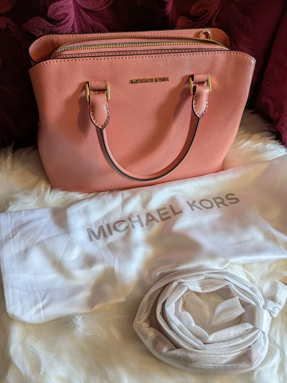 Michael Kors Pink Saffiano Leather Tote Bag
